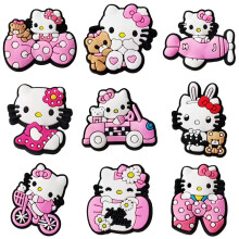 9 stks/set Roze Hellokitty Cartoon Serie Schoengespen Patroon Schoen Charmes Afneembare Schoengespen