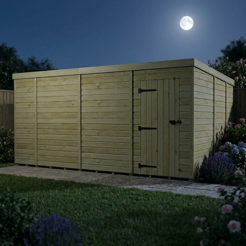 14 x 9 Pent Shed Tanalised (Single Door, No Windows) 2