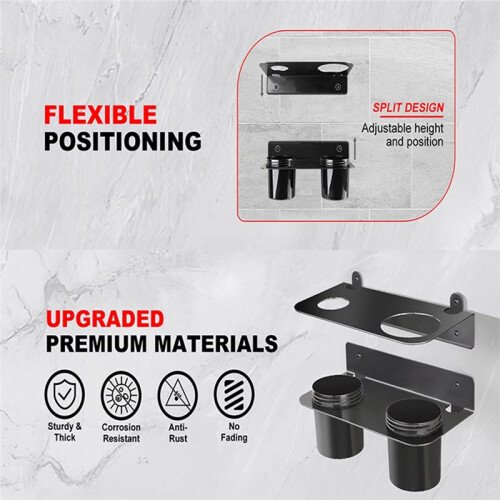 Oil Dual Funnel Holder Storage Rack Includes 2 Removable Drip Cups, Wall Mount Fluid Drain Funnel Kit Organizer Bracket 1