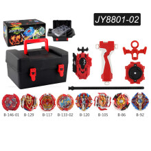 (JY8801-02)Blay Blade Metal Fusion Toupie Burst Set mit 8 goldenen Kreiseln und Drahtlinealantennen