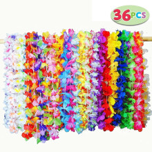 36 Counts Tropical Hawaiian Luau Flower Lei Party Favors (3 Dozen)