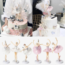 (White) Ballet Dancer Ballerina Cake Topper Figurine Toys Birthday Party Decora Diy