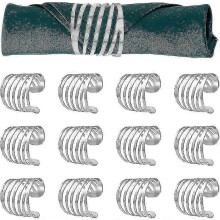 12 st silver servettringar metall servetthållare spännen ihåliga design servettringar för bröllopsfest levande ljus bank