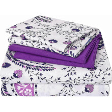 6 Piece Purple Paisley Sheet Set Queen Size. Soft Printed Microfiber Sheets with 4 Pillowcases Deep Pocket