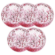 5 Pack of Beach Balls Giant Pool Balls Giant Flash Inflatable Beach Balls Swimming Pool Water Beach Toys - Rose Gold