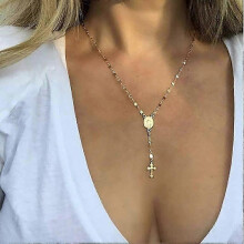 Jeweky Jesus Kors Hänge Halsband Guld Jungfru Maria Halsband Kedjesmycken för Kvinnor och Flickor