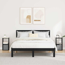 vidaXL Bedside Table with Drawer 2 pcs Black Oak 25.5 x 22 x 49.5 cm