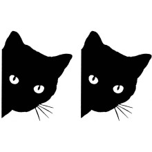2PCS 6.1'' Cat Peeking Car Stickers Cat Watching Vinyl Reflective Decals Waterproof Funny Self-Adhesive for Car Window Bumper Laptop Motorcycle (Black