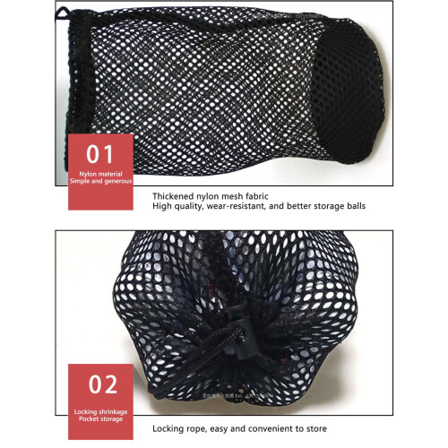 (small) Golf Ball Bag - Black Mesh, Adjustable Strap 2