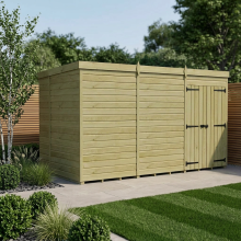 12 x 10 Pent Shed Tanalised (Double Door, No Windows)