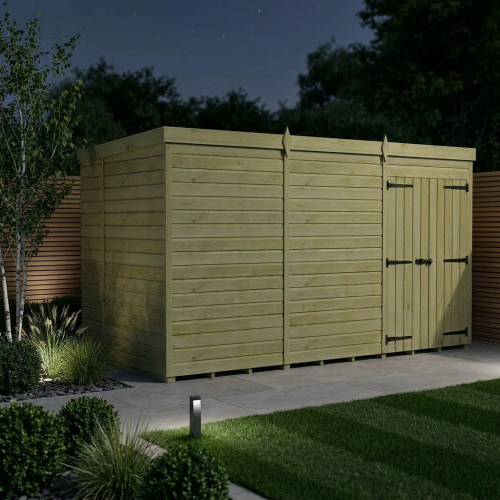 12 x 10 Pent Shed Tanalised (Double Door, No Windows) 2
