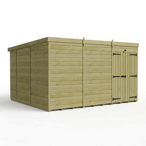 12 x 10 Pent Shed Tanalised (Double Door, No Windows) 1