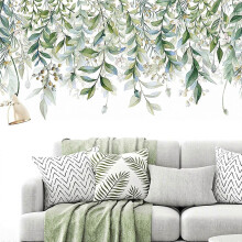 Hanging Green Vine Leaf Wall Decals, Removable Nature Green Plant Leaves Wall Stickers, Waterproof DIY Wall Decor for Living Room Bedroom Kitchen Play