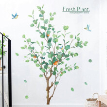 Nature Fresh Plants Orange Tree Birds Vinyl Wall Stickers Removable PVC Wall Decals Peel and Stick Decorations Decor for Nursery Teens Boys Girls Bedr