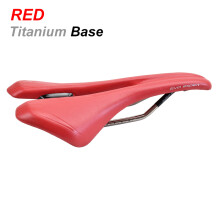 (Rote Titanbasis) Ultraleichter MTB-Faltsattel mit Titanbasis, EVO PU-Hohlpolsterung, atmungsaktiv,