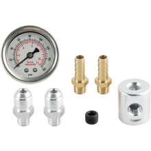 Universeller 1/8 NPT Kraftstoffdruckmesser mit Flüssigkeitsgefülltem Gehäuse und Adapterkit für Kraftstoffeinspritzsysteme