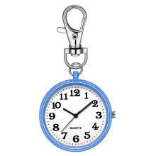 Clip Pocket Watch Quartz Pocket Watch with Key Buckle Hanging Digital Watch Clip for Nurses Doctors +White