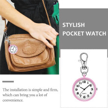 Clip Pocket Watch Quartz Pocket Watch with Key Buckle Hanging Digital Watch Clip for Nurses Doctors +White