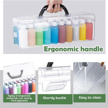 3 Pcs Paint Storage Box for 2 Fl. Oz Acrylic Paints, Acrylic Portable Art Organizer with Handle, 30 Bottles Black