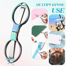 12 Pcs Folding Stainless Steel Scissors with 12 Keychains Portable Badge-Safety Scissors for Nurse, Office, A