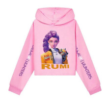 (150, pink) Girls KPOP Demon Hunters Hoodie Kids HUNTRX Hoody Sweatshirt Pullover Jumper Top
