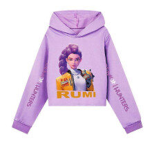 (150, purple) Girls KPOP Demon Hunters Hoodie Kids HUNTRX Hoody Sweatshirt Pullover Jumper Top