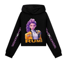 (160, black) Girls KPOP Demon Hunters Hoodie Kids HUNTRX Hoody Sweatshirt Pullover Jumper Top