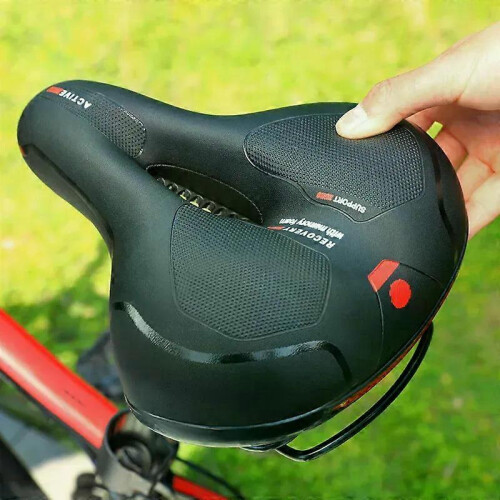 Selim de bicicleta largo e macio com mola reforçada, almofada espessa e confortável para estrada e montanha 2