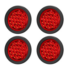 4 Inch Round Trailer Tail Lights 24LED Stop Turn Tail Lights for Boat Truck RV Tractor Bus 4 Packs Amber Red