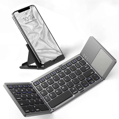 Ultra-Thin Foldable Wireless Keyboard, Honor X30i Compatible, Portable Bluetooth Keyboard with Touchpad Mouse