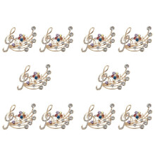 10X New Arrival Music Brooch Elegant Style with Rhinestones Treble Clef Pin Brooches for Ladies