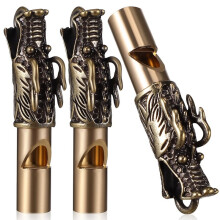 3Pcs Outdoor Survival Brass Dragon Whistles Keychains Voice Loud for Emergency Bushcraft Activities Emergency Call