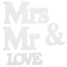 2 Sets White Wooden Mr and Mrs Letters Sign for Wedding Table Props
