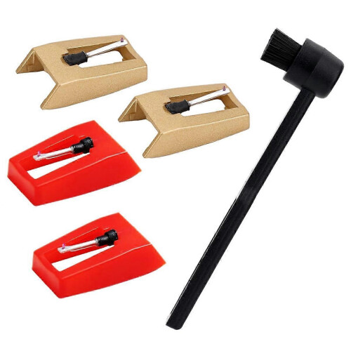 Record Player Needle Kit, 4Pcs Turntable Needles with 1Pcs Brush 2