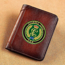 (BK1045) High Quality Genuine Leather Men Wallets Guardia Civil Symbol Printing Short