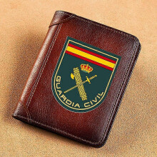 (BK1050) High Quality Genuine Leather Men Wallets Guardia Civil Symbol Printing Short