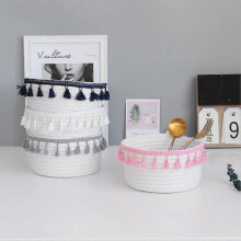 Baby Storage Basket Natural Cotton Rope Decorative Baskets Small Storage Box Organizer for Nursery Living Room Office