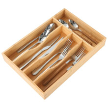 Organizzatore per Cassetti da Cucina In Bambù, Vassoio Porta Posate per Cassetti Piccoli, In Legno per Coltelli e Altri Utensili da Cucina.