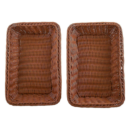 2 Pcs Rectangular Basket for Table Or Counter Display for Bread,fruits And Vegetables Wicker Basket