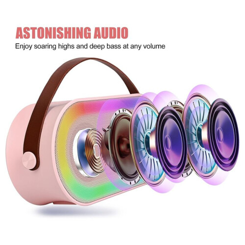 Karaoke Machine, Portable  Speaker Set with 2 Wireless Microphone with LED Lights () 2
