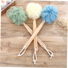 4pcs Wooden Long Handle Bath Balls Shower Back Scrubber Brush Body Exfoliator Bath