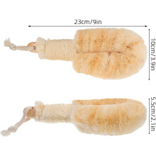 2pcs Natural Sisal Bath Brush Large for Body Exfoliating Shower and Bath Skin Cleaning Wooden Handle