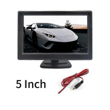 (5 Inch Desktop) Car Rear View Monitor TFT LCD 5.0/4.3 Inch  2 Way Video Input HD Digital Colorful For Parking Reverse Camera Support DVD