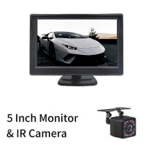 (5 Inch With Camera) Car Rear View Monitor TFT LCD 5.0/4.3 Inch  2 Way Video Input HD Digital Colorful For Parking Reverse Camera Support DVD