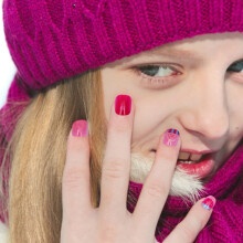 24Pcs ’S Cake Stripe False Nail Tips Set, Lovely DIY Artificial Manicure Nails for and Little