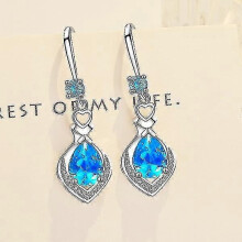New S925 Silver Temperament Hibiscus Drop Mid-length Earrings