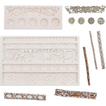 2 Pcs Fondant Lace Mould, Diy Baroque Silicone Cake Mold Scroll Border Embossed Lace Molds Mat Curlicues Baking Decorating Tools