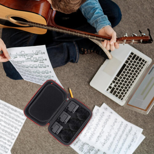 Wireless Mic Carrying Bag, Black Canvas Microphone Storage Pouch with Shockproof Protection
