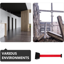 Wall-Mounted Retractable Barrier Belt Black Plastic Housing 2m, Safety Caution Retractable Strap