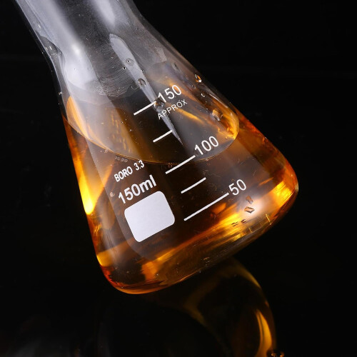 Glass Flask 150Ml Sturdy Conical Shape with Stopper for Science Lab Work and Student Use